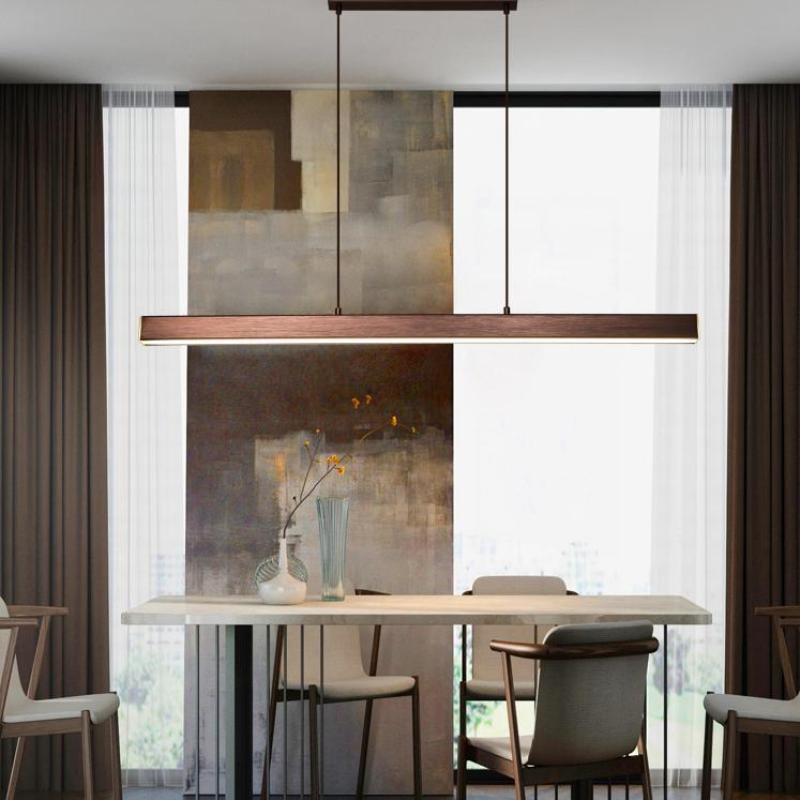 Moderno Lampadario a LED – Stile Industriale con Dettagli in Pelle