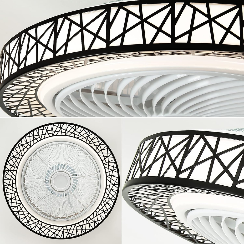 Ralo | Ventilatore da soffitto a profilo basso con telecomando, luce LED a 3 colori e timer per soggiorno e camera da letto