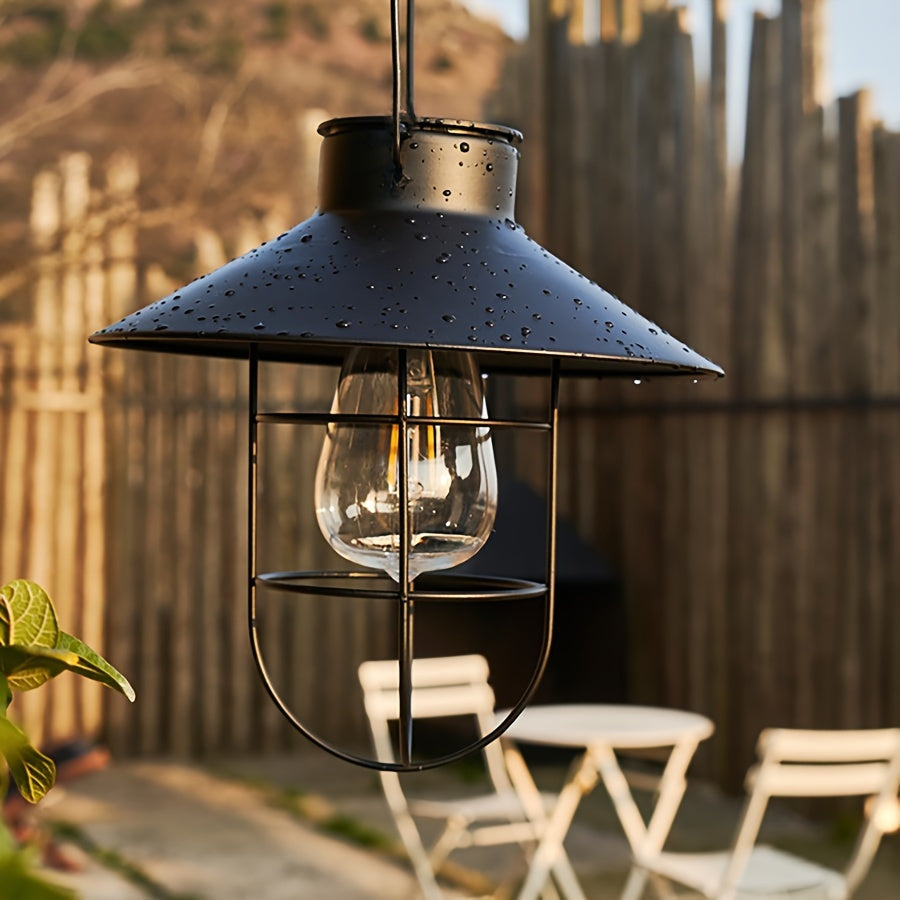 Set di 2 Lanterne Solari Retro – Lampade Vintage per Giardino e Balcone