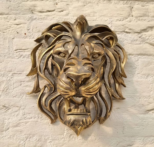 Testa di Leone in Metallo per Decorazione da Parete - Elegante e Robusta