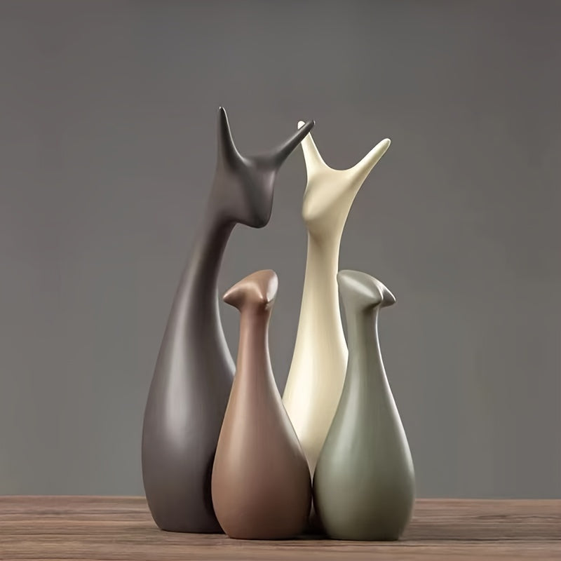 Set di Sculture in Ceramica a Forma di Cervo – Decorazione di Lusso per Soggiorno e Ufficio