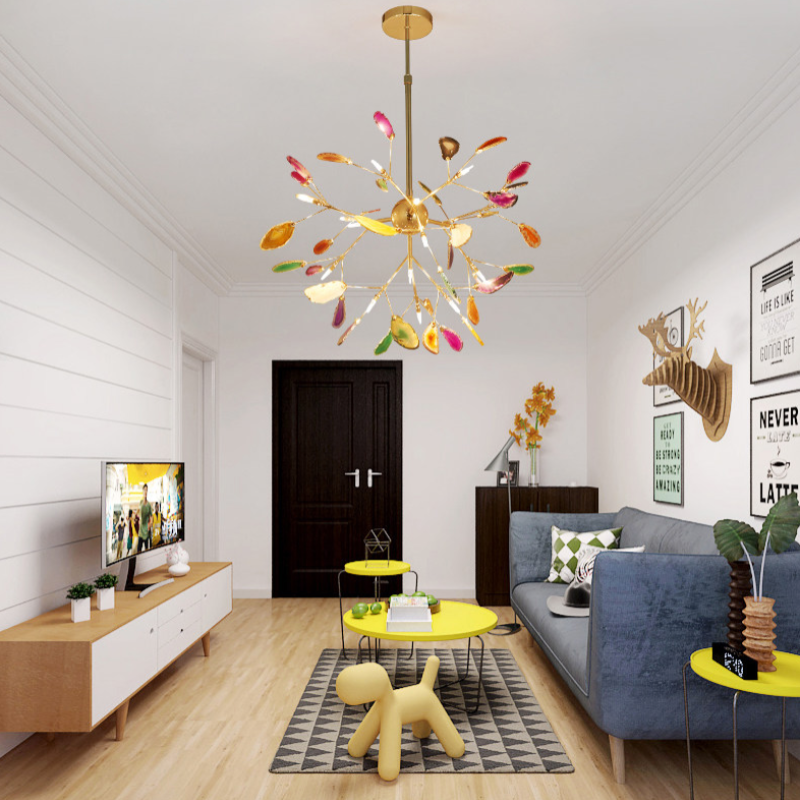 Lampadario in Vetro Multicolore con Design a Rami