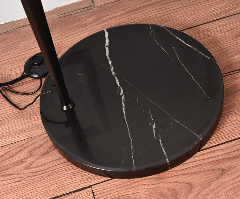 Lampada da Terra in Metallo Nero con Base Rotonda