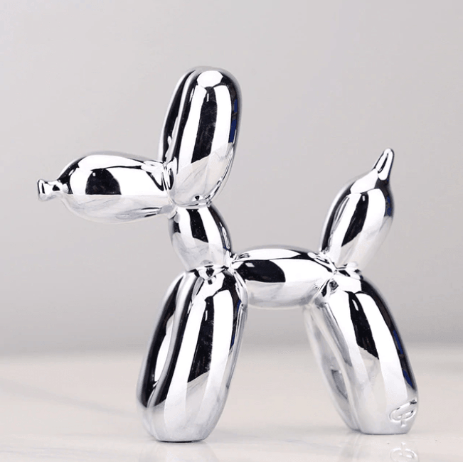 Scultura di Cane Palloncino Elettroplaccato