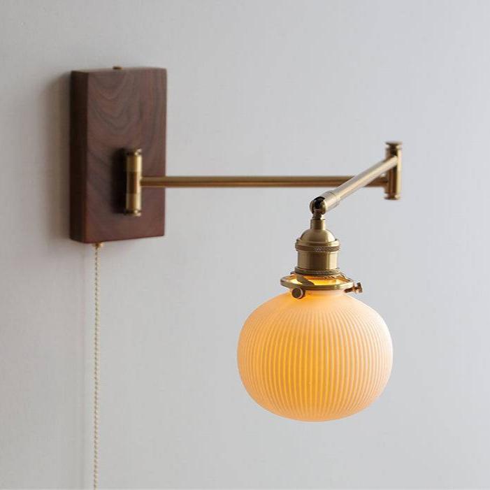 Lampada da Parete in Ceramica con Piastra in Legno