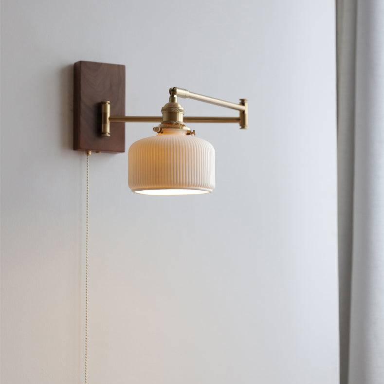 Lampada da Parete in Ceramica con Piastra in Legno