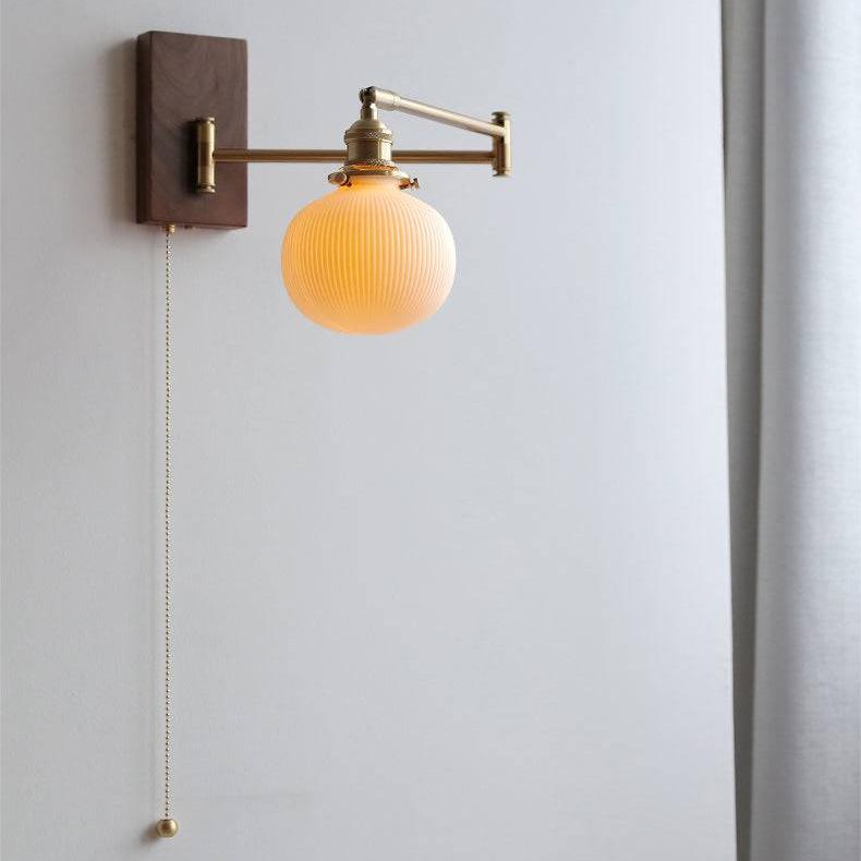 Lampada da Parete in Ceramica con Piastra in Legno