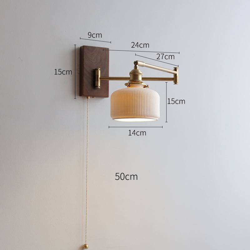 Lampada da Parete in Ceramica con Piastra in Legno