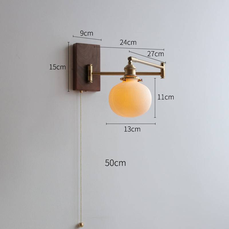 Lampada da Parete in Ceramica con Piastra in Legno