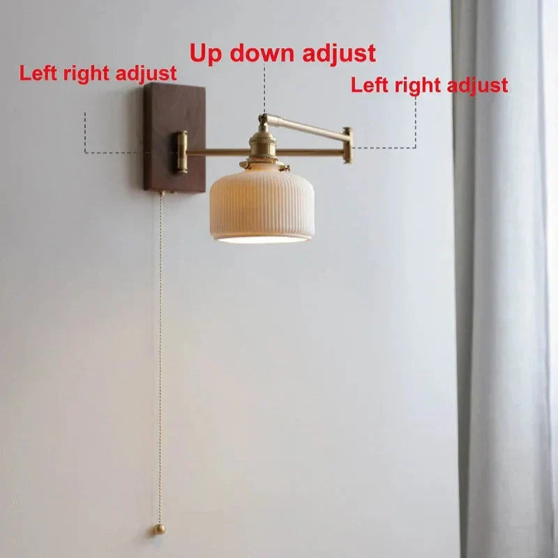Lampada da Parete in Ceramica con Piastra in Legno