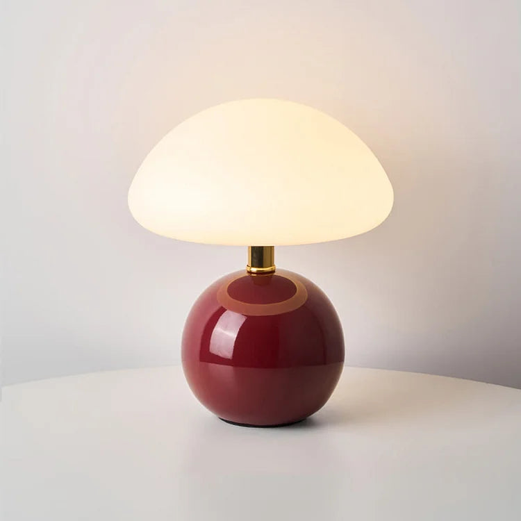 Lampada da Tavolo a Fungo in Crema Francese con Colori LED Regolabili