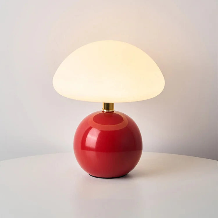 Lampada da Tavolo a Fungo in Crema Francese con Colori LED Regolabili