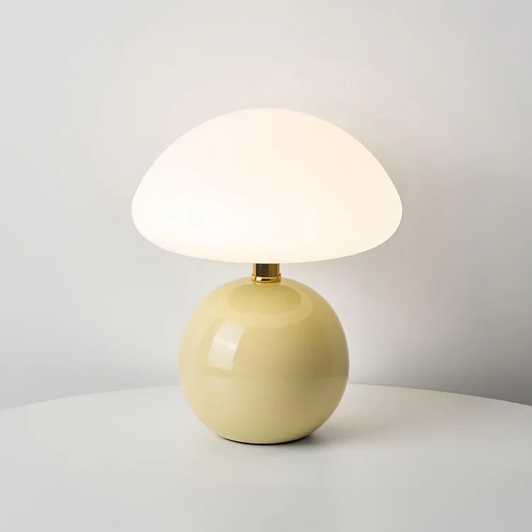 Lampada da Tavolo a Fungo in Crema Francese con Colori LED Regolabili
