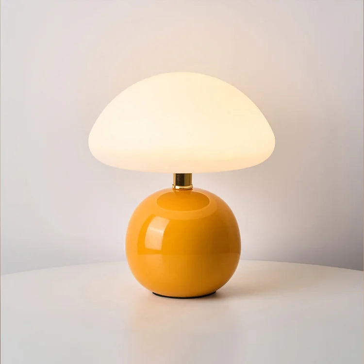 French Cream Mushroom Table Lamp with Adjustable LED Colors