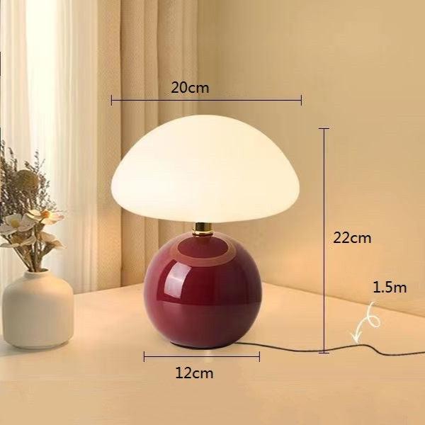 French Cream Mushroom Table Lamp with Adjustable LED Colors