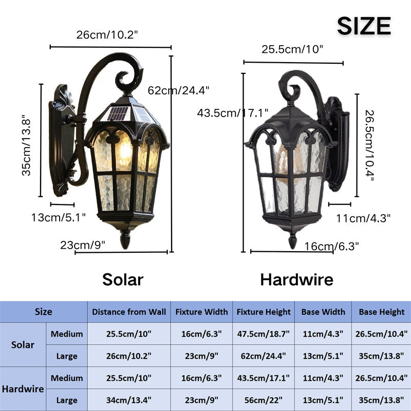 Luce da Parete Solare Vintage da Esterno con Telecomando