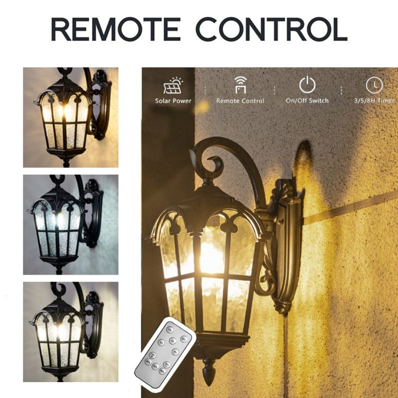 Luce da Parete Solare Vintage da Esterno con Telecomando
