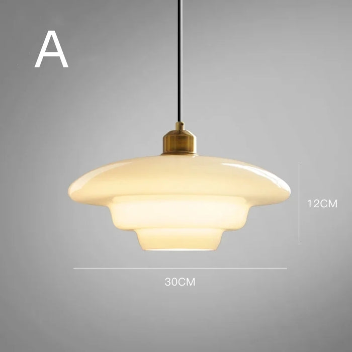 Elegant White Glass Pendant Light with Brass Fixture