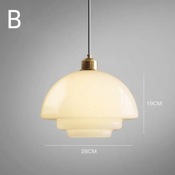 Elegant White Glass Pendant Light with Brass Fixture