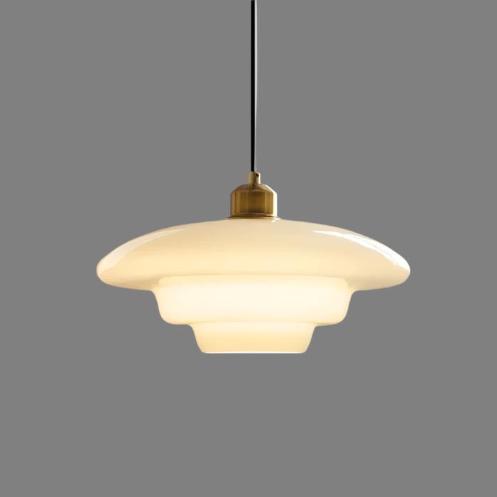 Elegant White Glass Pendant Light with Brass Fixture