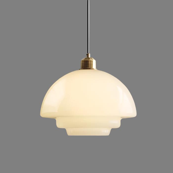 Elegant White Glass Pendant Light with Brass Fixture