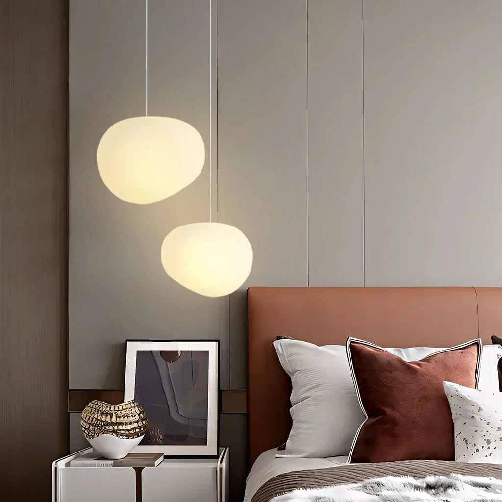 Elegant White Pebble Pendant Light with Minimalist Design