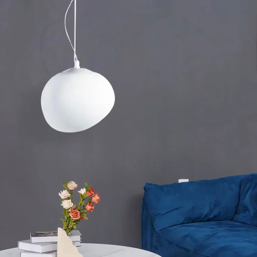 Elegant White Pebble Pendant Light with Minimalist Design