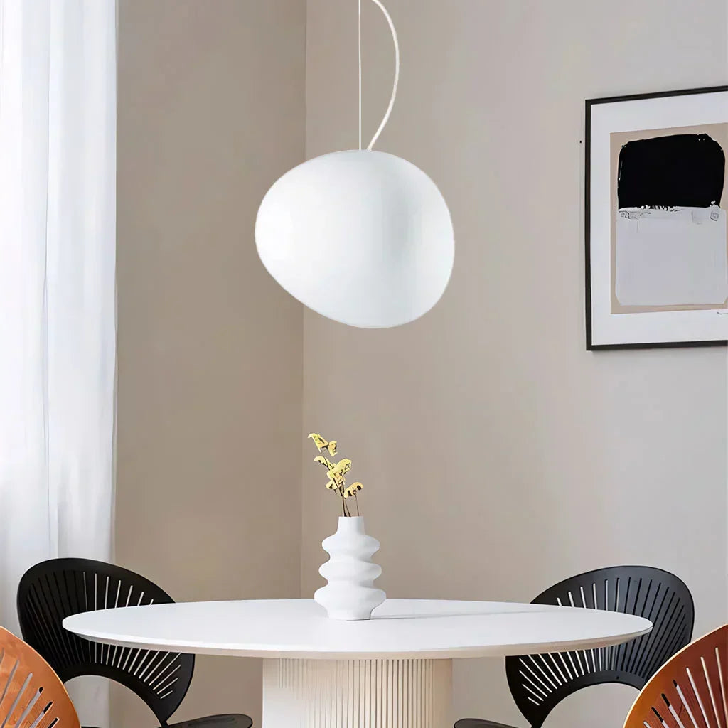 Elegant White Pebble Pendant Light with Minimalist Design