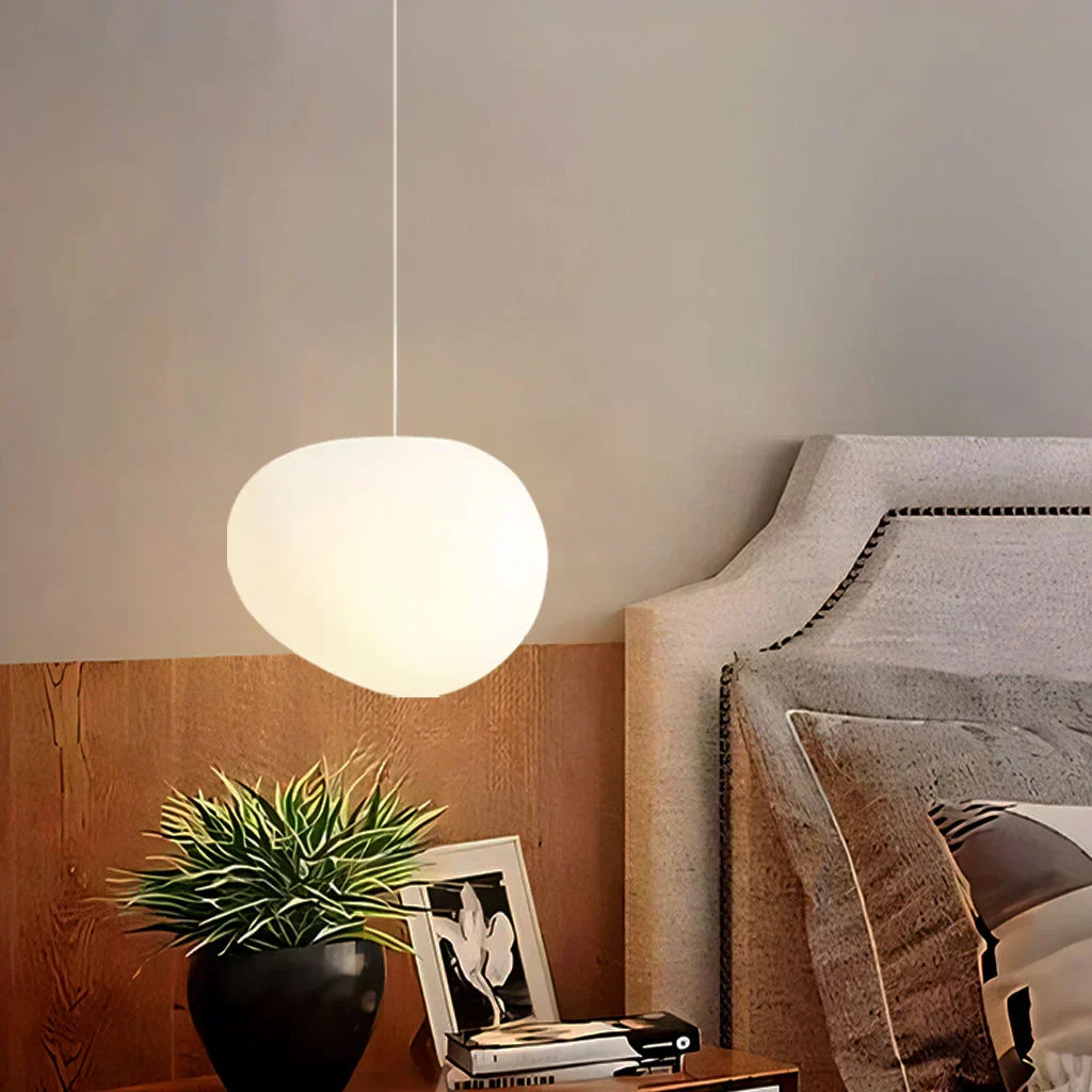 Elegant White Pebble Pendant Light with Minimalist Design