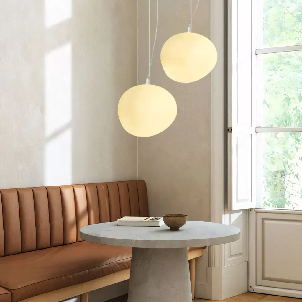 Elegant White Pebble Pendant Light with Minimalist Design