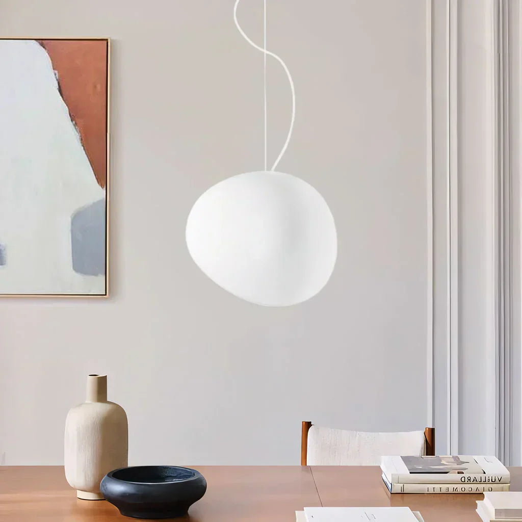 Elegant White Pebble Pendant Light with Minimalist Design