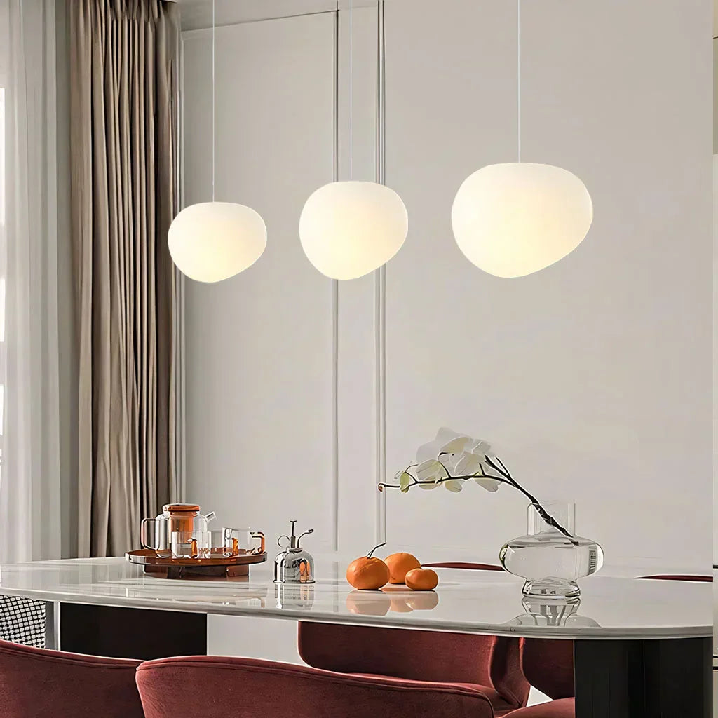 Elegant White Pebble Pendant Light with Minimalist Design