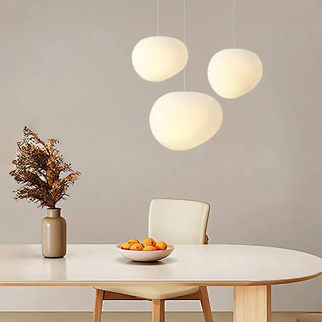 Elegant White Pebble Pendant Light with Minimalist Design