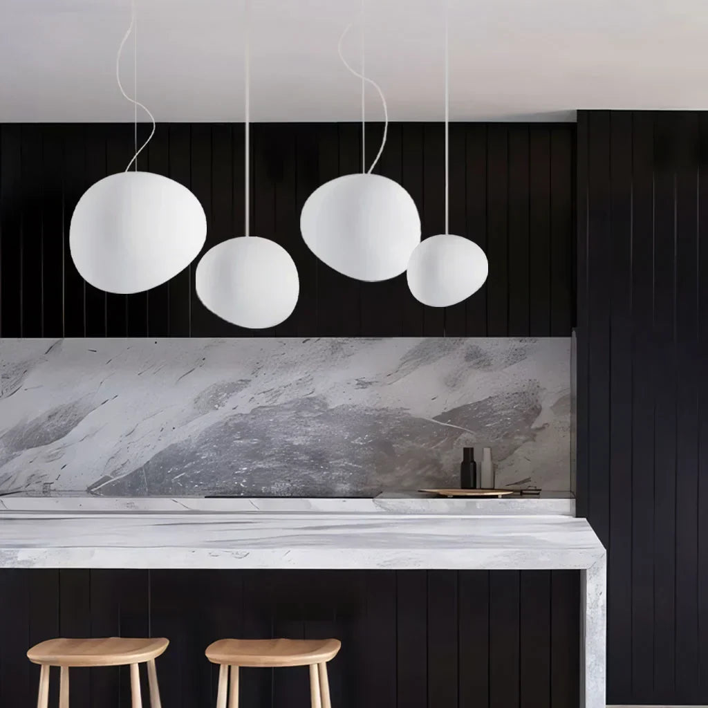Elegant White Pebble Pendant Light with Minimalist Design
