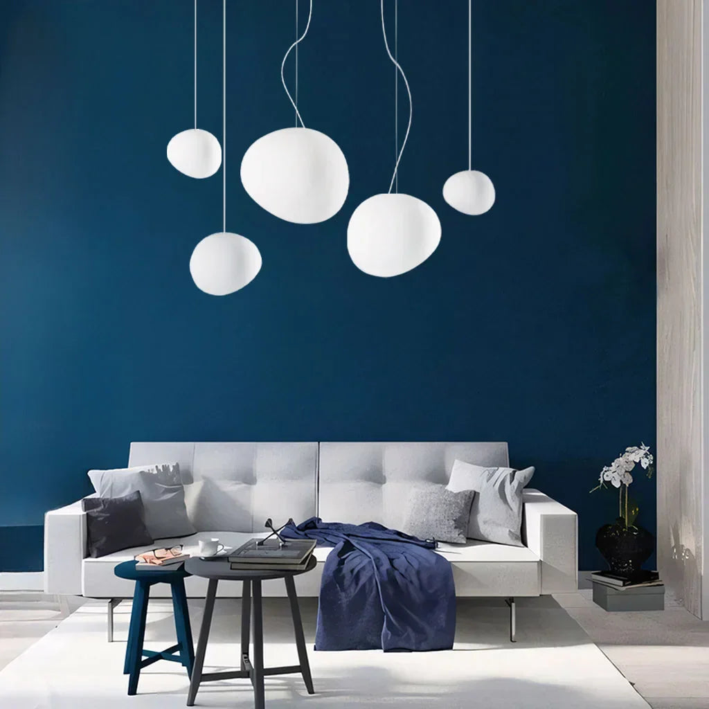Elegant White Pebble Pendant Light with Minimalist Design