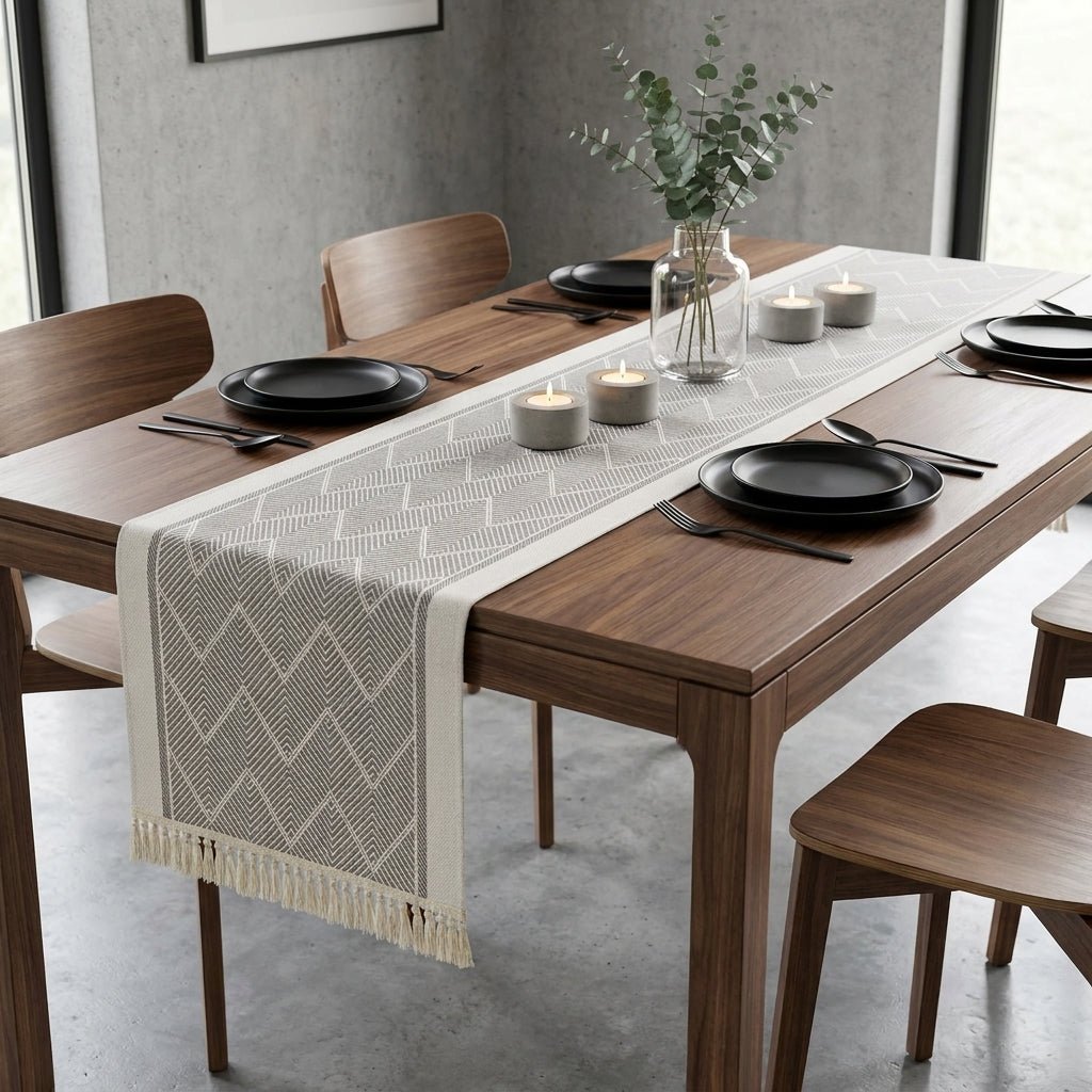 Elegante runner da tavolo con struttura tessuta per ambienti domestici