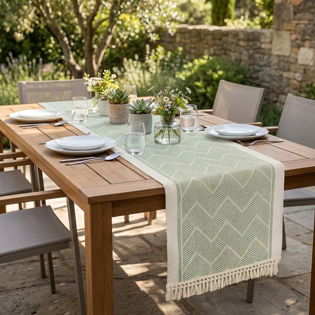 Elegante runner da tavolo con struttura tessuta per ambienti domestici