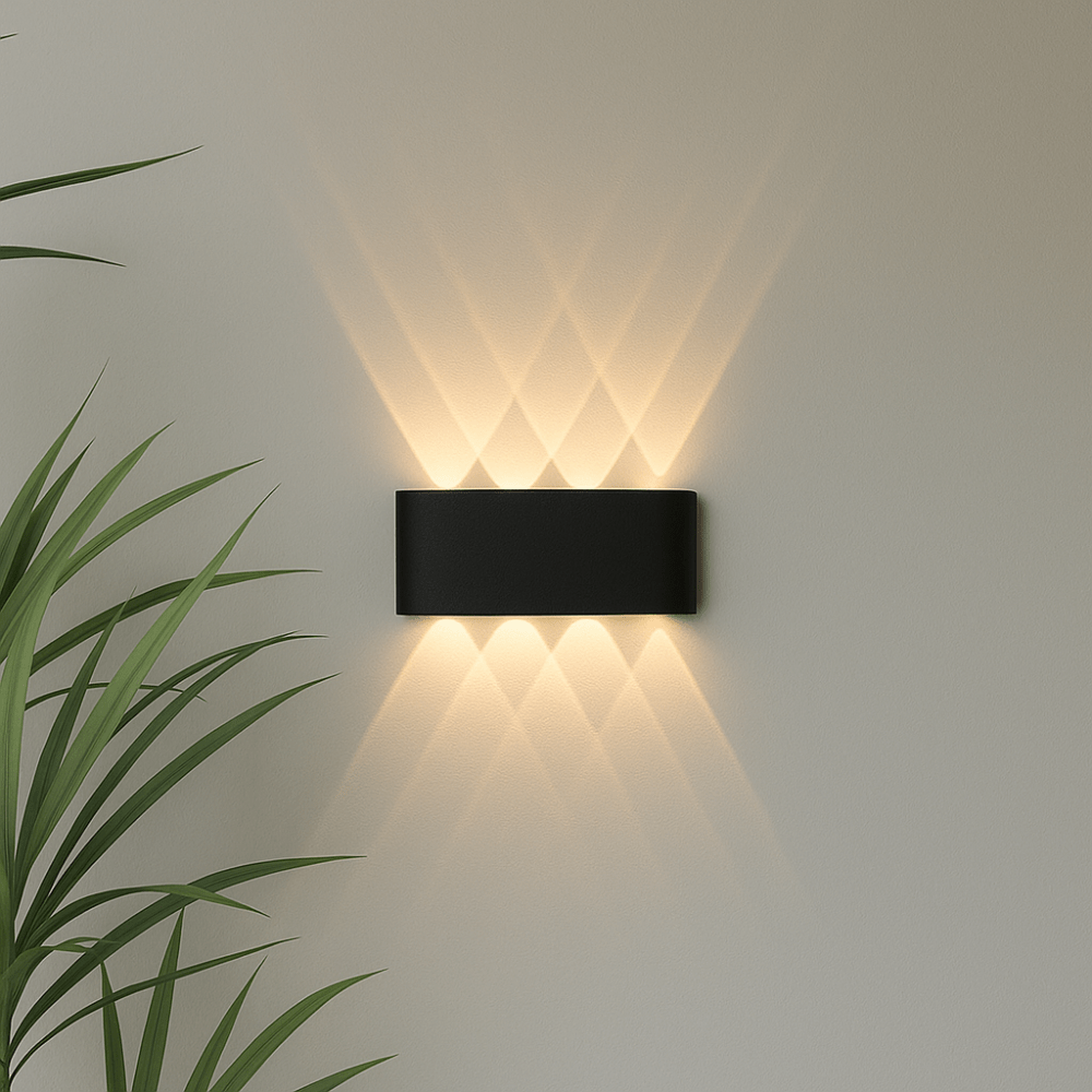 Elina – Lampada da parete LED moderna per interni ed esterni in nero e bianco