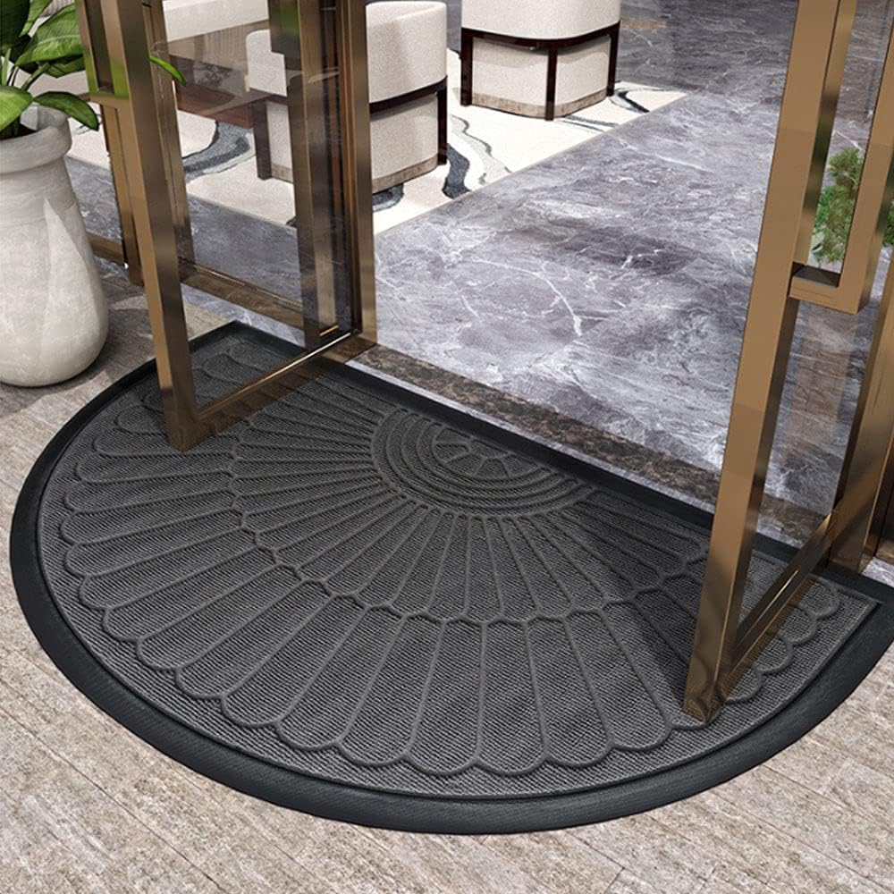 ENTRYZONE – Tappeto d'Ingresso Semicircolare con Retro Antiscivolo, Trappola per Sporco in Tutte le Condizioni Meteorologiche