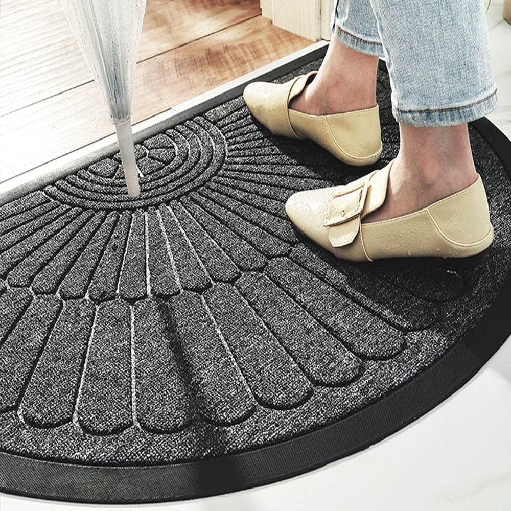 ENTRYZONE – Tappeto d'Ingresso Semicircolare con Retro Antiscivolo, Trappola per Sporco in Tutte le Condizioni Meteorologiche