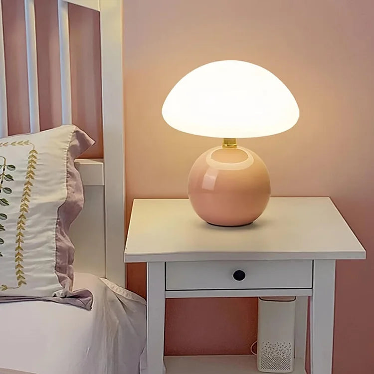Lampada da tavolo in ceramica a forma di fungo francese - Illuminazione in stile vintage per arredamento domestico e soggiorno