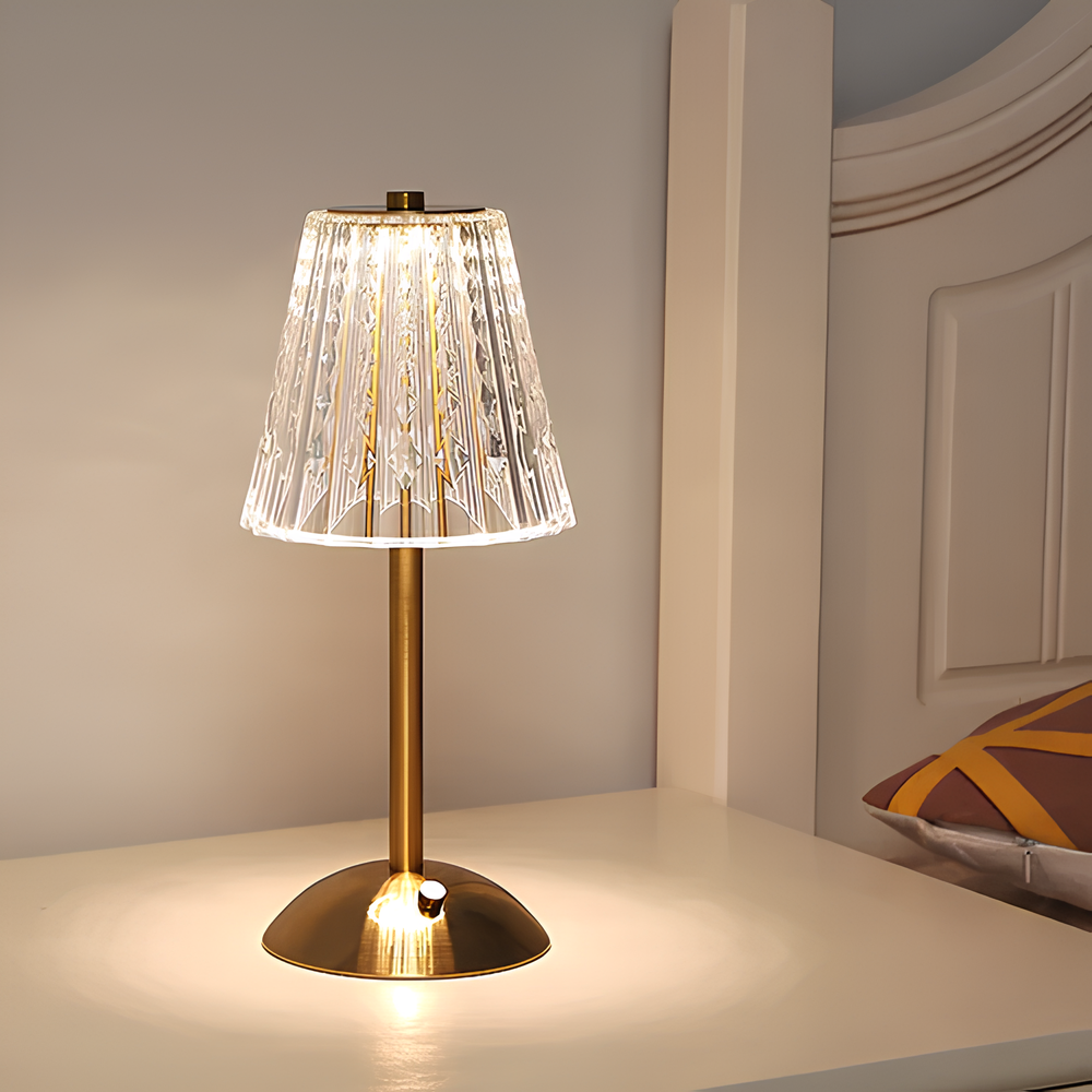 Lampada da tavolo in cristallo dorato - Aurora Luxe