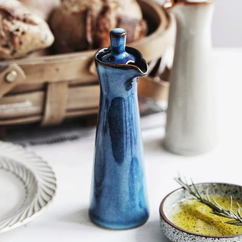 Fabian – Bottiglia d'olio in ceramica con beccuccio per cucina e tavolo