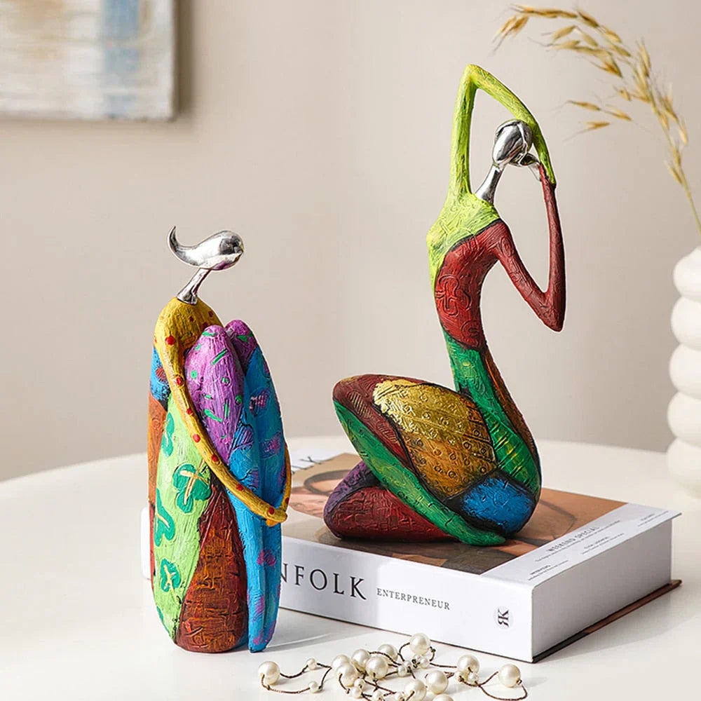 Sculture Moderne Astratte di Donne – Arte in Resina Colorata Fatta a Mano per Decorare la Casa