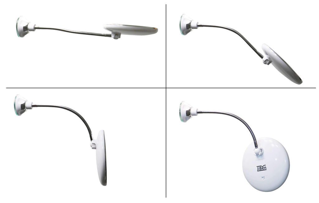 Specchio ingranditore LED con collo d'oca flessibile | Ingrandimento 10x | LED luce diurna | Specchio cosmetico
