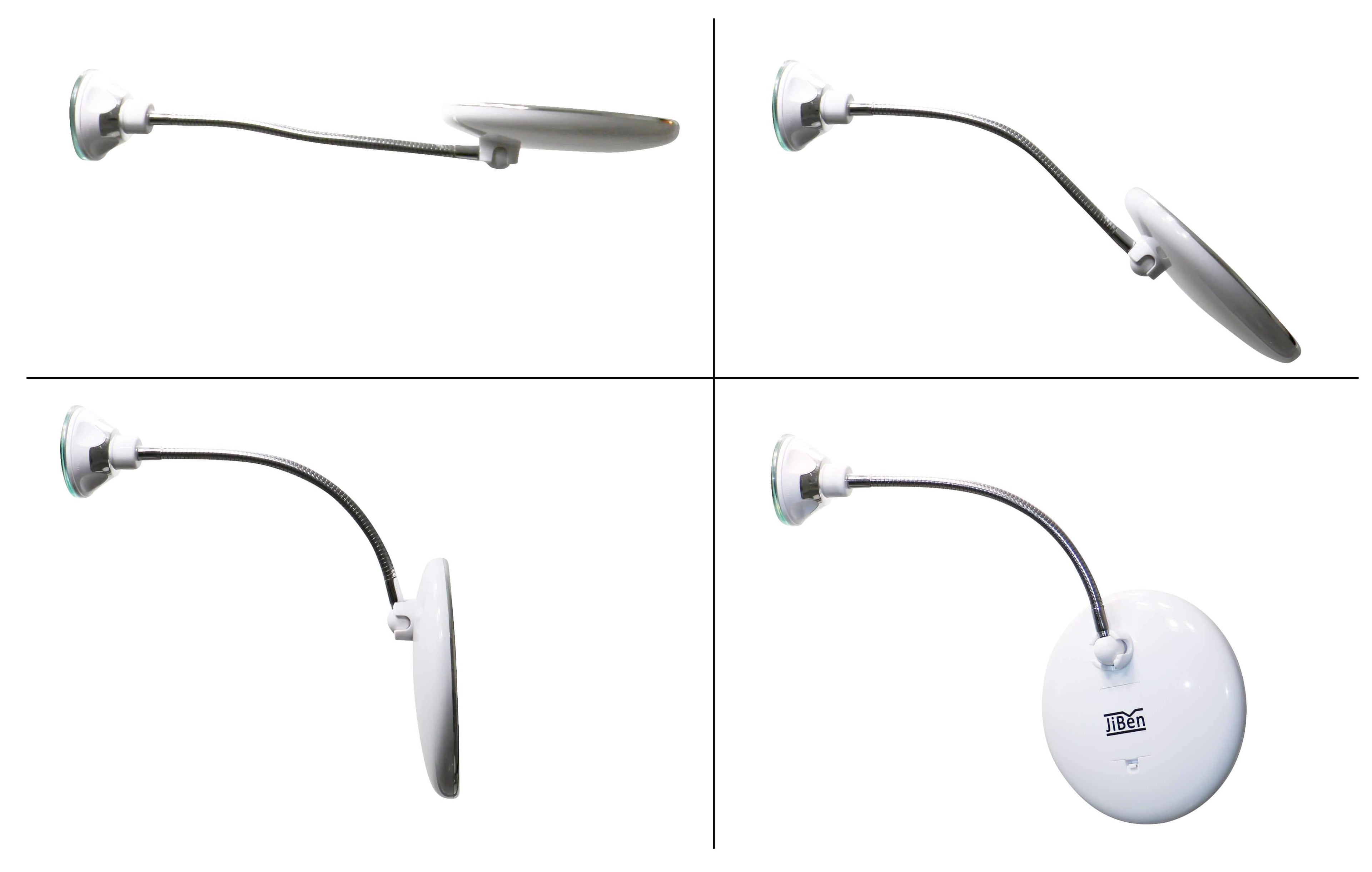 Specchio ingranditore LED con collo d'oca flessibile | Ingrandimento 10x | LED luce diurna | Specchio cosmetico