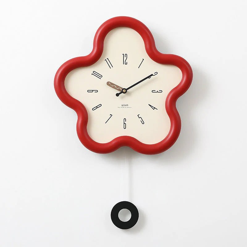 FLORACRAFT – Orologio da parete a pendolo con fiore 3D e movimento silenzioso