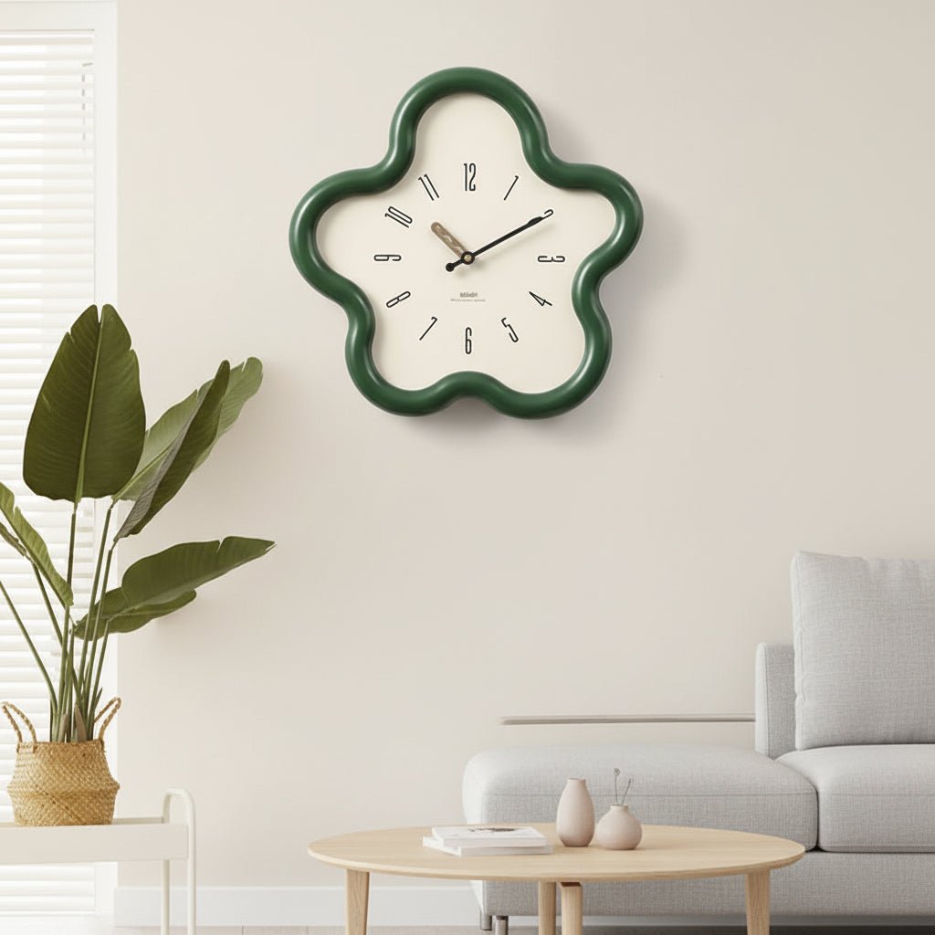 FLORACRAFT – Orologio da parete a pendolo con fiore 3D e movimento silenzioso