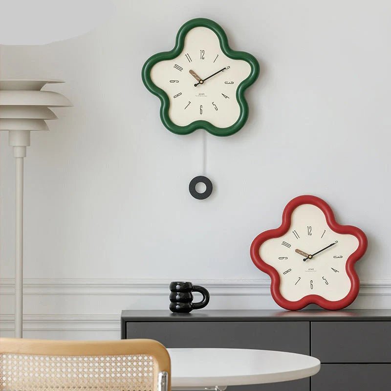 FLORACRAFT – Orologio da parete a pendolo con fiore 3D e movimento silenzioso