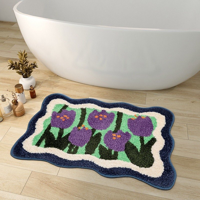 FLORACUSH – Tappetino da Bagno Floreale Morbido con Retro Antiscivolo
